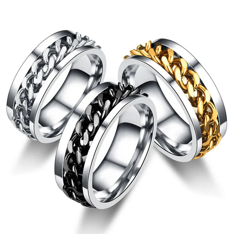 Spinner Chain Link Ring - Silver with Gold Chain