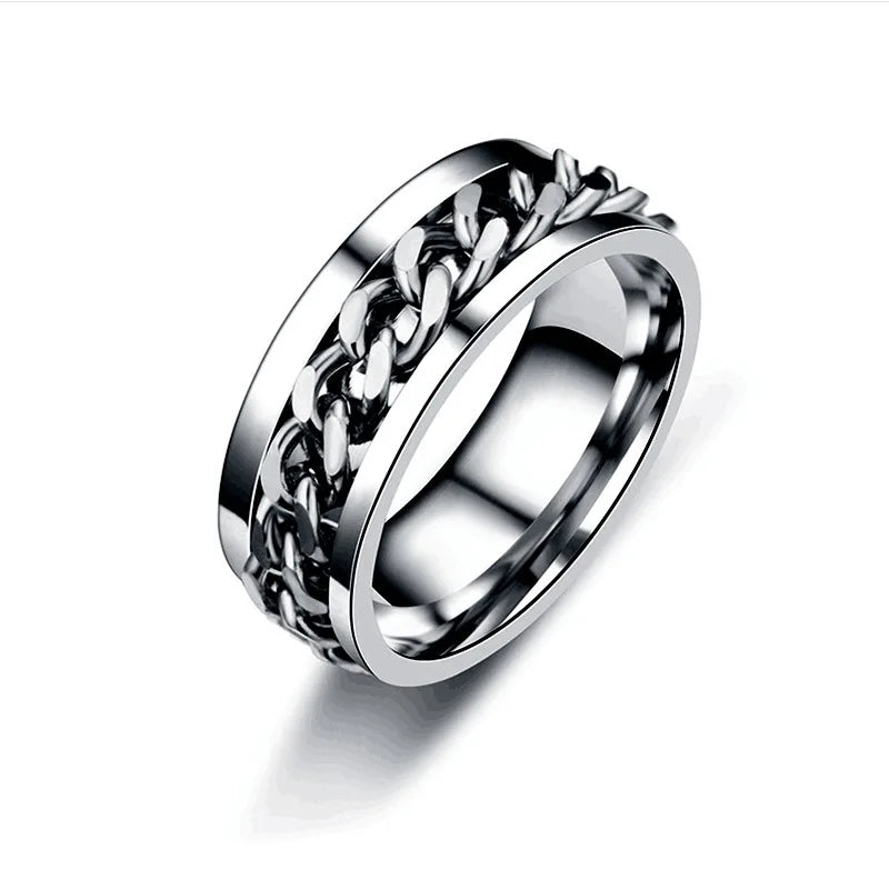 Spinner Chain Link Ring - Silver with Silver Chain
